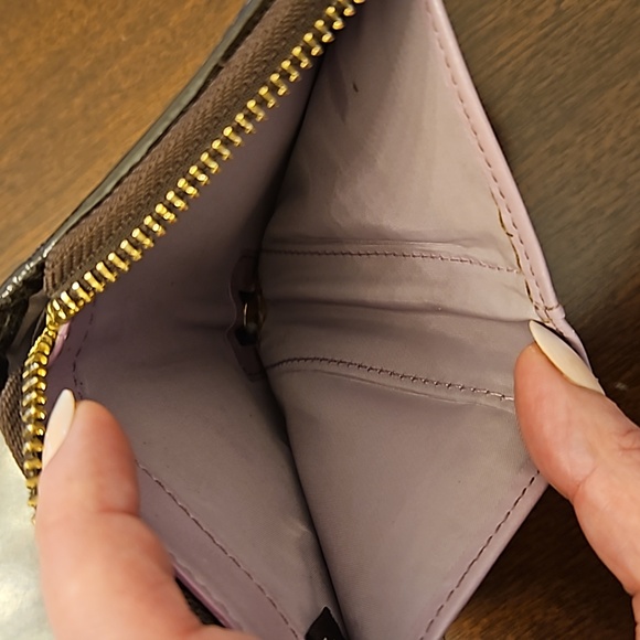 EUC COACH Vintage Zip Around Wallet Brown and Gold with Lilac Leather Interior - Picture 6 of 13